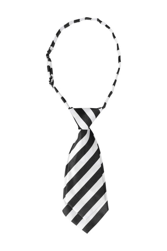 Cute Uniform Tie Pre-tied Striped Short Ties for Women School Casual One Size Black White Chunky