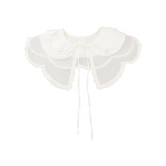 INSPIRE CHIC Detachable Fake Collar, Lace Embroidery Knit Little Shawl False Peter Pan Collar for Blouse