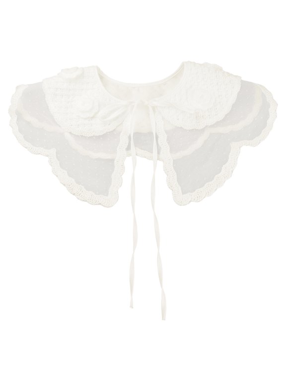 Detachable Fake Collar, Lace Embroidery Knit Little Shawl False Peter Pan Collar for Blouse