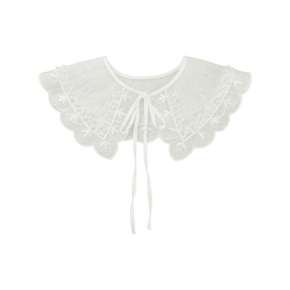 INSPIRE CHIC Detachable Fake Collar, Neck Ruff Mini Cape Choker False Dickey Collar for Blouse White-1(White Lace-up)