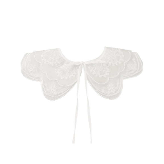 INSPIRE CHIC Detachable Fake Collar, Rhinestone Little Shawl Mini Cape Choker Necklace False Peter Pan Collar for Women Blouse One Size White-2(Without Rhinestone)