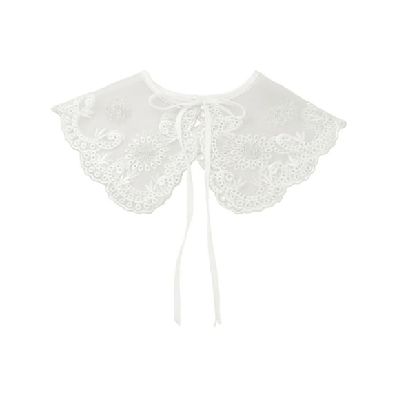 INSPIRE CHIC Detachable Fake Collar, Rhinestone Little Shawl Mini Cape Choker Necklace False Peter Pan Collar for Women Blouse One Size White-1