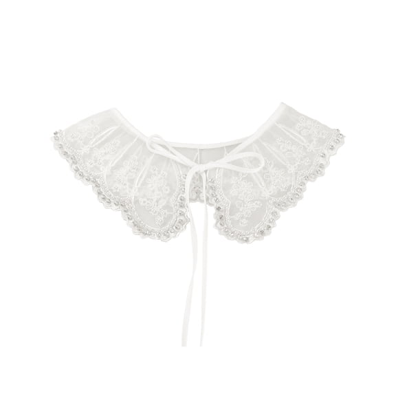 INSPIRE CHIC Detachable Fake Collar, Rhinestone Little Shawl Mini Cape Choker Necklace False Peter Pan Collar for Women Blouse One Size White-3