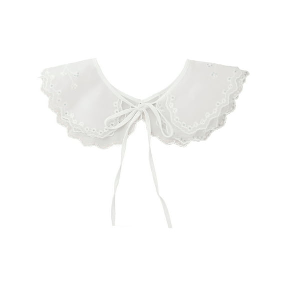 INSPIRE CHIC Detachable Fake Collar, Rhinestone Little Shawl Mini Cape Choker Necklace False Peter Pan Collar for Women Blouse One Size White-9