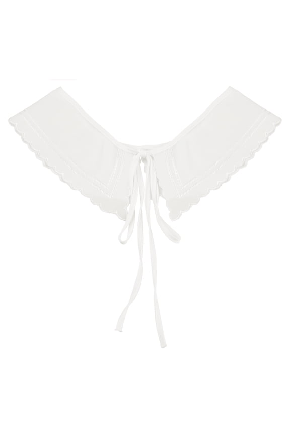 Detachable False Collar, Embroidery Mini Cape Neck Ruff Dickey Fake Collar for Blouse White-8