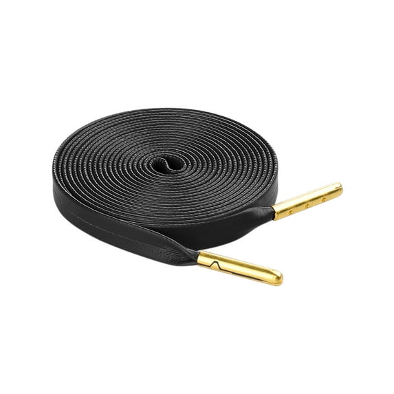 INSPIRE CHIC 2 Pairs Faux Leather Shoestrings Solid Color Flat Shoelaces with Metal Tippings Black 100cm/39.4"