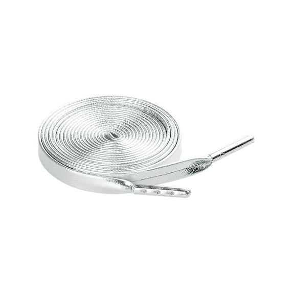 INSPIRE CHIC 2 Pairs Faux Leather Shoestrings Solid Color Flat Shoelaces with Metal Tippings Silver 120cm/47.2"