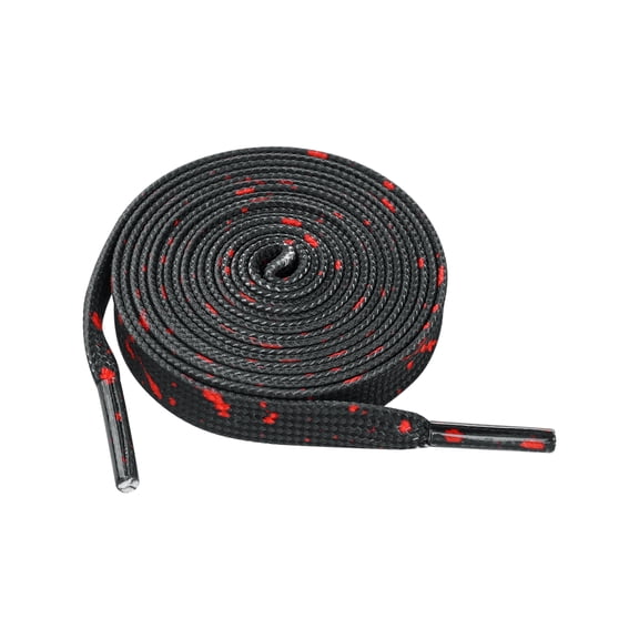 Unisex Flat Shoe Laces Splatter Painted Fun Shoelaces for Sneakers 2 Pairs Black Red 140cm/55.1"