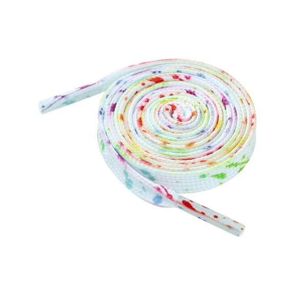 Unisex Flat Shoe Laces Splatter Painted Fun Shoelaces for Sneakers 2 Pairs Rainbow 120cm/47.2"