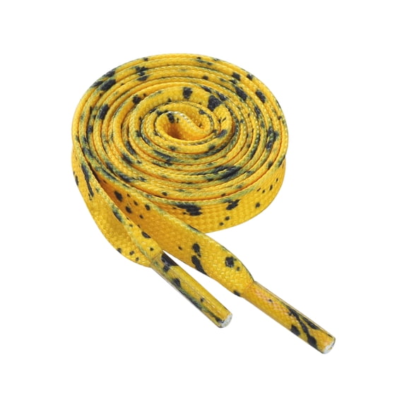Unisex Halloween Flat Shoe Laces Splatter Painted Fun Shoelaces for Sneakers 2 Pairs Yellow Black 120cm/47.2"