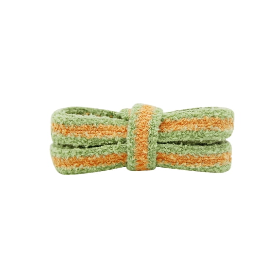 INSPIRE CHIC Flat Fuzzy Shoelaces Colored Shoe Laces Soft Wide Fluffy Shoestrings 2 Pairs Green Orange 140cm/55.12"