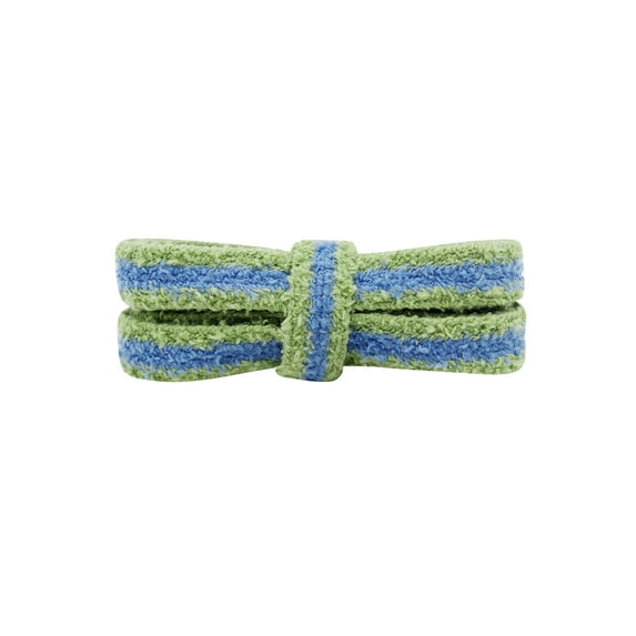INSPIRE CHIC Flat Fuzzy Shoelaces Colored Shoe Laces Soft Wide Fluffy Shoestrings 2 Pairs Green Blue 80cm/31.50"