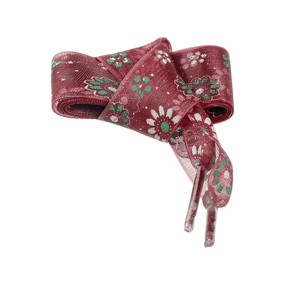 INSPIRE CHIC Wide Colorful Flower Print Flat Shoe Laces Mesh Shoe Strings Casual 1 Pair Burgundy 70cm/27.6"