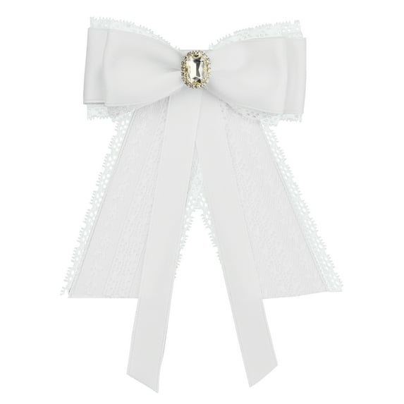 INSPIRE CHIC Lace Bow Tie Brooches for Women Fashion Brooch Pins Pre-Tied Shirt Neck Tie White One Size
