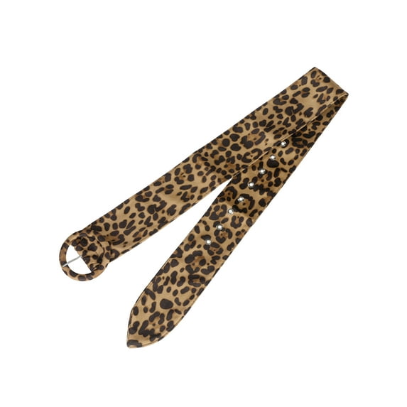 INSPIRE CHIC Ladies Waist Belts Soft Dress Belts for Dress Belt Round Buckle Vintage Leopard