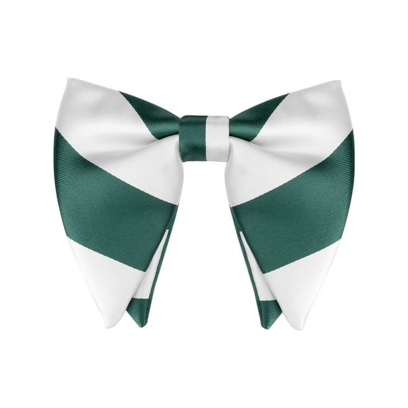 INSPIRE CHIC Men's Chunky Stripes Pre-tied Bowties Satin Adjustable Bow Ties for Formal Wedding Green-White