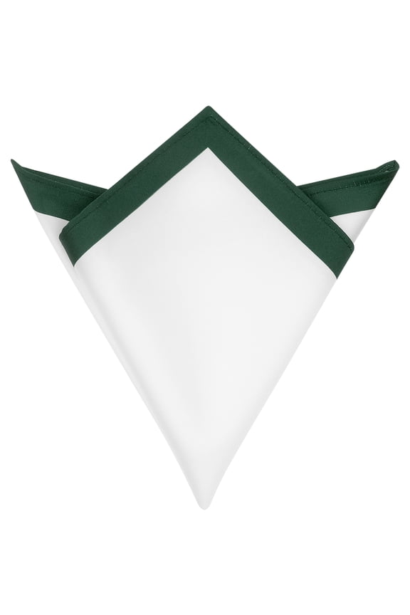 Men's Color Block Lightweight White Pocket Squares for Formal Wedding Dark Green One Size