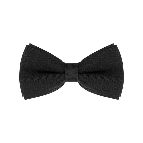 INSPIRE CHIC Men's Cotton Bowties Solid Color Textured Pre-tied Bow Ties for Family Party Small Black