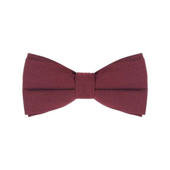 INSPIRE CHIC Men's Cotton Bowties Solid Color Textured Pre-tied Bow Ties for Family Party Small Magenta