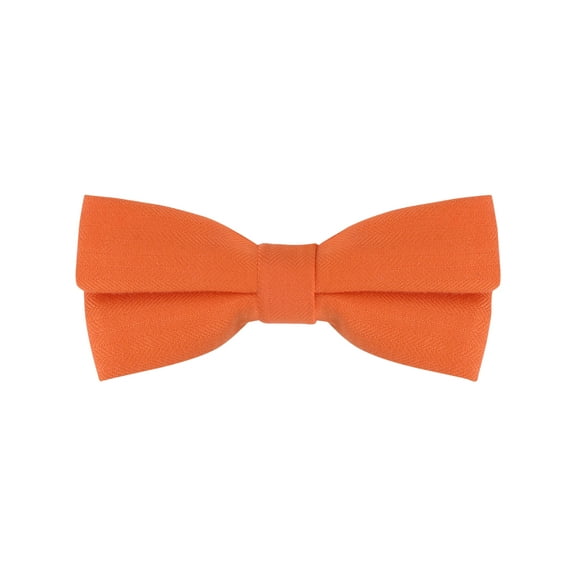 INSPIRE CHIC Men's Cotton Bowties Solid Color Textured Pre-tied Bow Ties for Family Party Small Orange