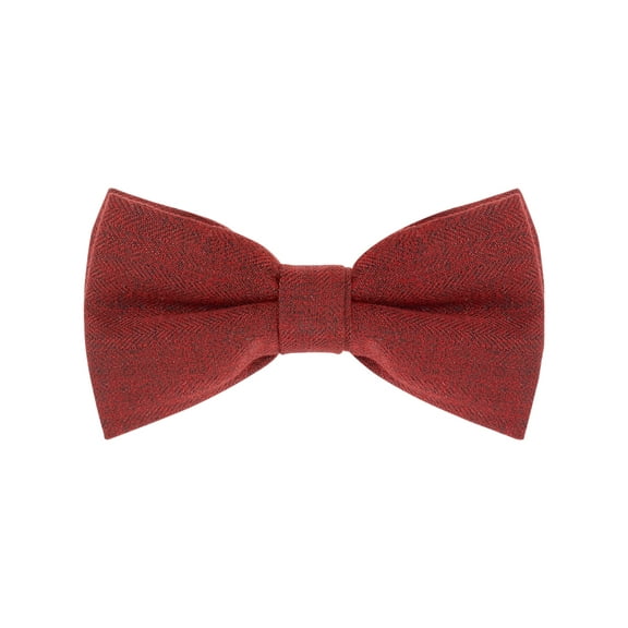 INSPIRE CHIC Men's Cotton Bowties Solid Color Textured Pre-tied Bow Ties for Family Party Small Wine Red
