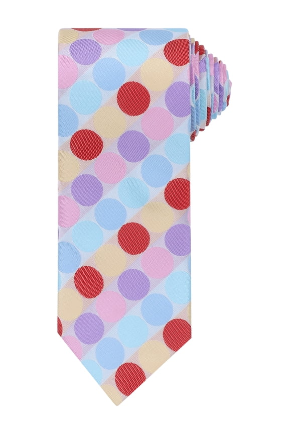 Men's Dots Ties Self-Tied Necktie 3.1" Width Satin Tie for Wedding Classic Colorful One Size