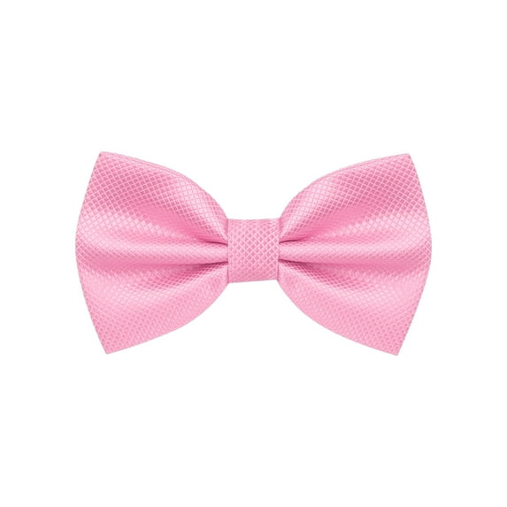 INSPIRE CHIC Men's Grids Patterned Solid Color Adjustable Pre-tied Bow Tie Pink