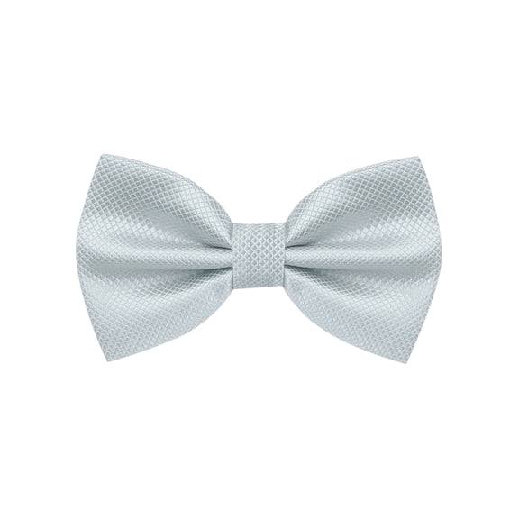 INSPIRE CHIC Men's Grids Patterned Solid Color Adjustable Pre-tied Bow Tie Silver Grey