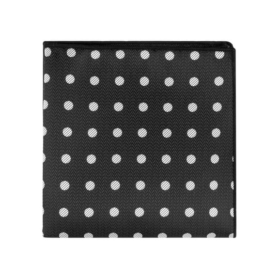 INSPIRE CHIC Men's Handkerchiefs Patterned Woven Wedding Party Pocket Squares for Wedding Black Polka Dots One Size