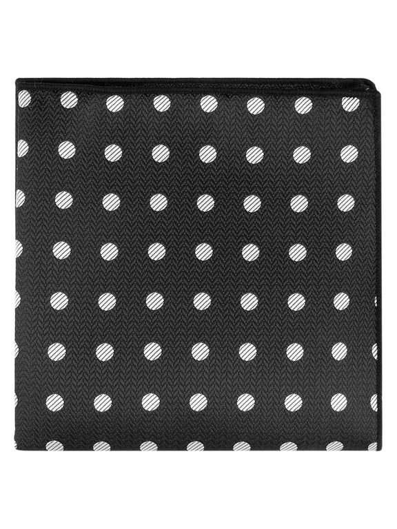 Men's Handkerchiefs Patterned Woven Wedding Party Pocket Squares for Wedding Black Polka Dots One Size