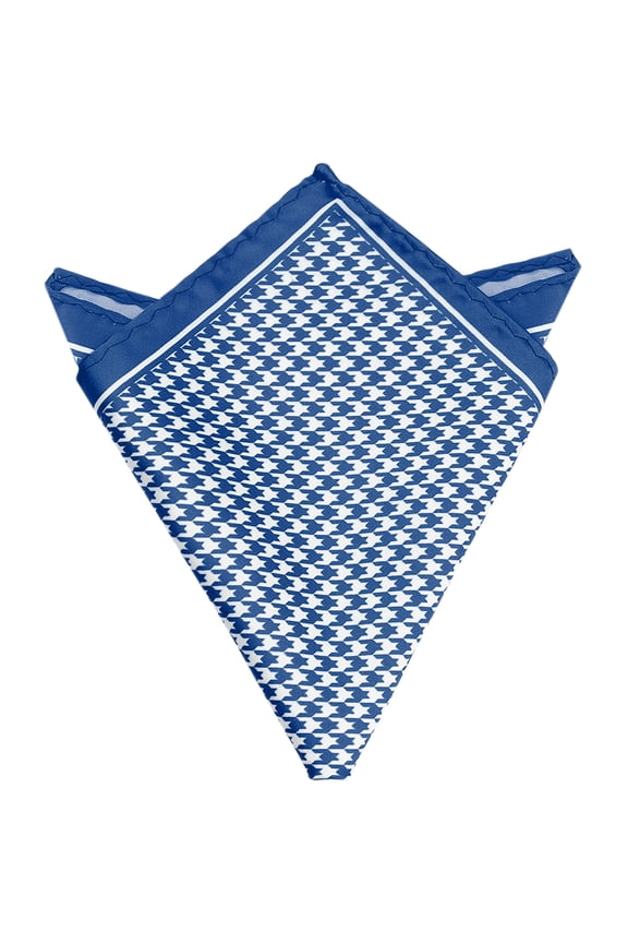 Men's Houndstooth Self Fold Pocket Square for Suit Formal Royal Blue One Size