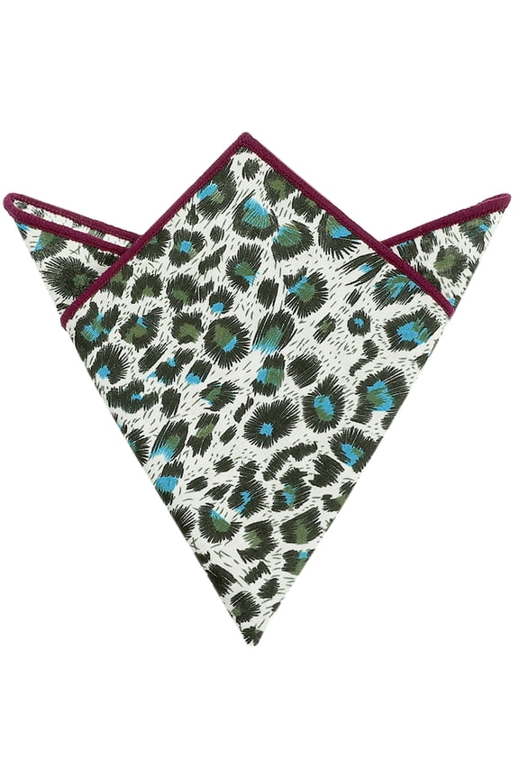 Men's Leopard Printed Pocket Squares 1 Pcs Teal