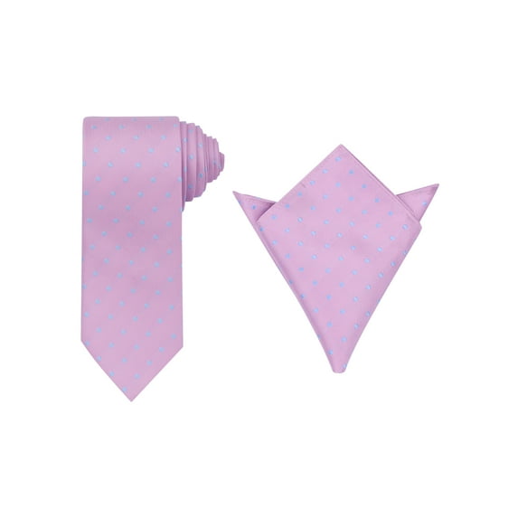 INSPIRE CHIC Men's Necktie Sets Polka Dot Ties with Matching Pocket Square Tie for Wedding Business Mauve
