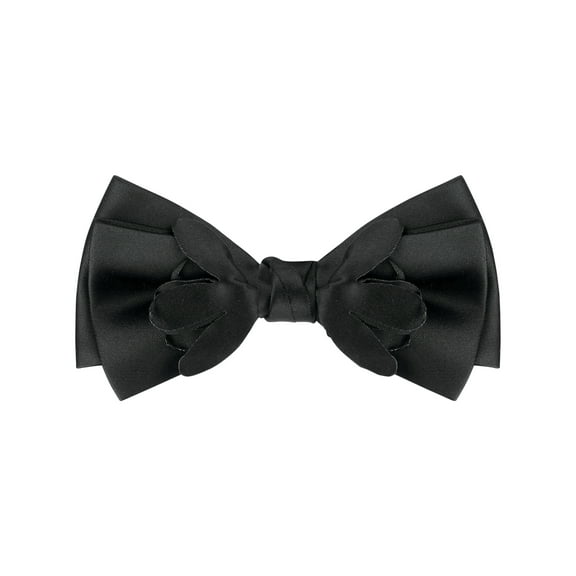 INSPIRE CHIC Men's Pre-tied Flower Solid Color Bow Ties for Elegant Wedding One Size Black