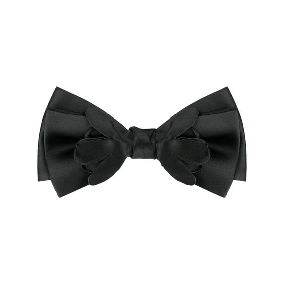 INSPIRE CHIC Men's Pre-tied Flower Solid Color Bow Ties for Elegant Wedding One Size Black