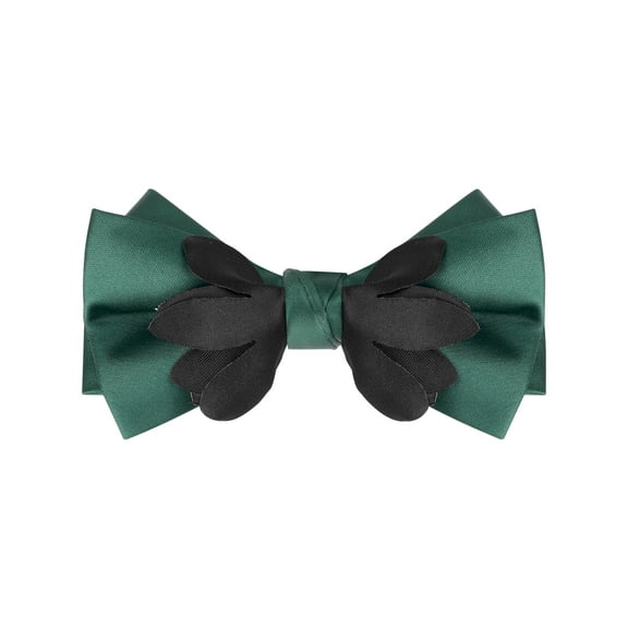 INSPIRE CHIC Men's Pre-tied Flower Solid Color Bow Ties for Elegant Wedding One Size Dark Green