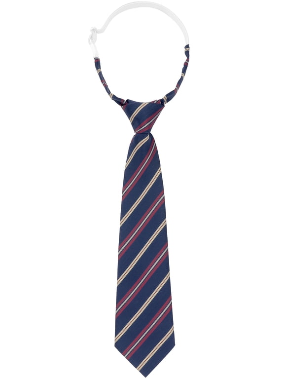 Men's Halloween Pre-tied Stripe Tie Neck Adjustable Elastic Easy Neckties for College Uniform Dark Blue One Size