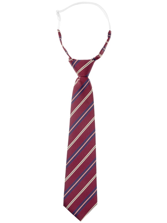Men's Pre-tied Stripe Tie Neck Adjustable Elastic Easy Neckties for College Uniform Red One Size