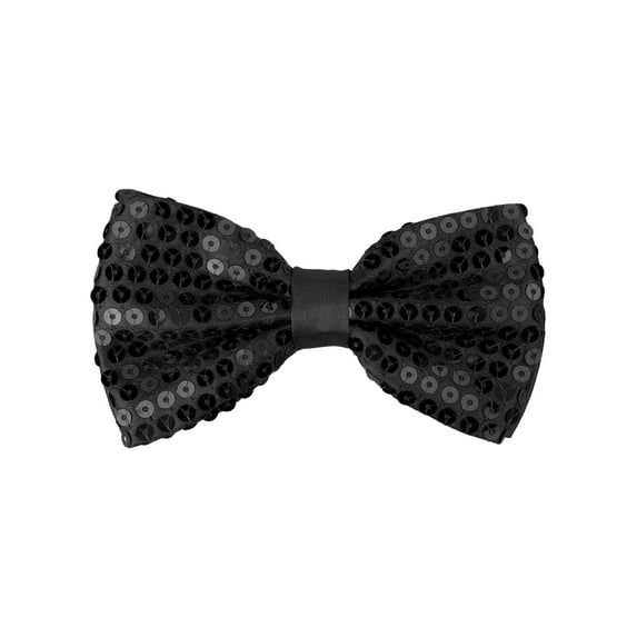 INSPIRE CHIC Men's Sequin Bow Ties Adjustable Neck Length Solid Color Bow Ties Black