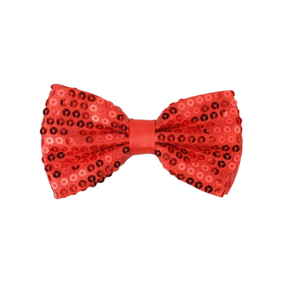 INSPIRE CHIC Men's Sequin Bow Ties Adjustable Neck Length Solid Color Bow Ties Red