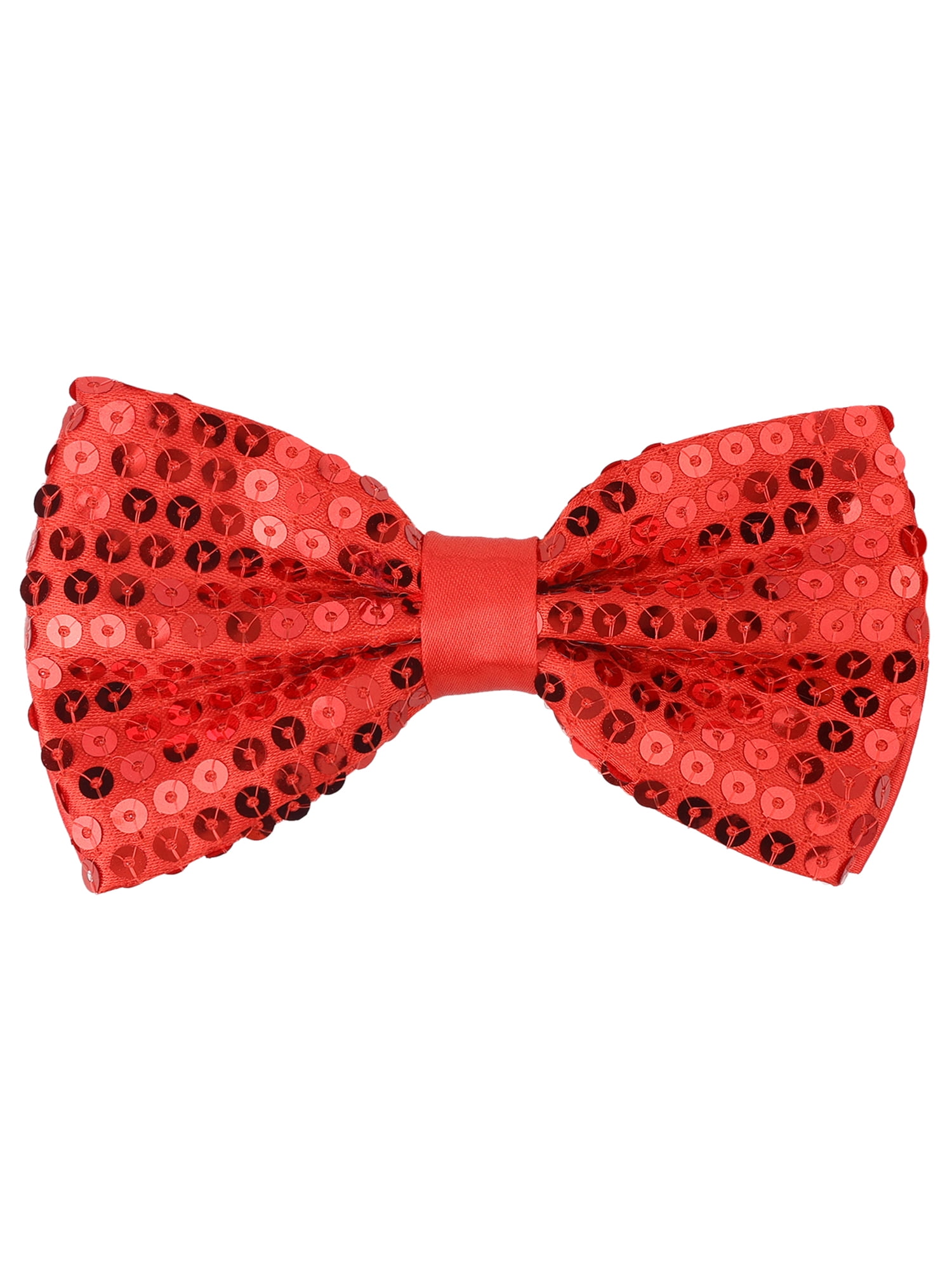 Elerevyo Men's Sequin Bow Ties Adjustable Neck Length Solid Color Bow