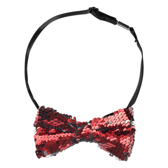 INSPIRE CHIC Men's Sequin Sparkly Shiny Bowties Reversible Two-Color Pre-tied Bow Ties for Party One Size Red