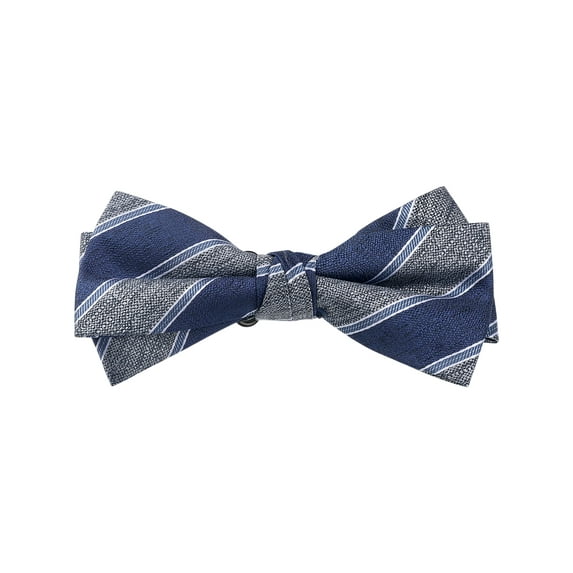 INSPIRE CHIC Men's Stripe Contrast Color Double Layered Pre-tied Bow Ties Blue