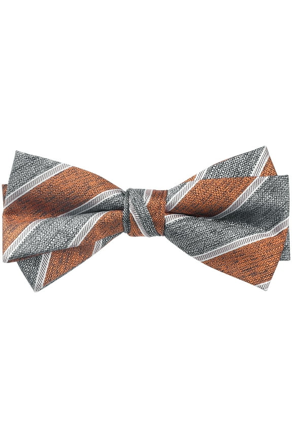 Men's Stripe Contrast Color Double Layered Pre-tied Bow Ties Orange