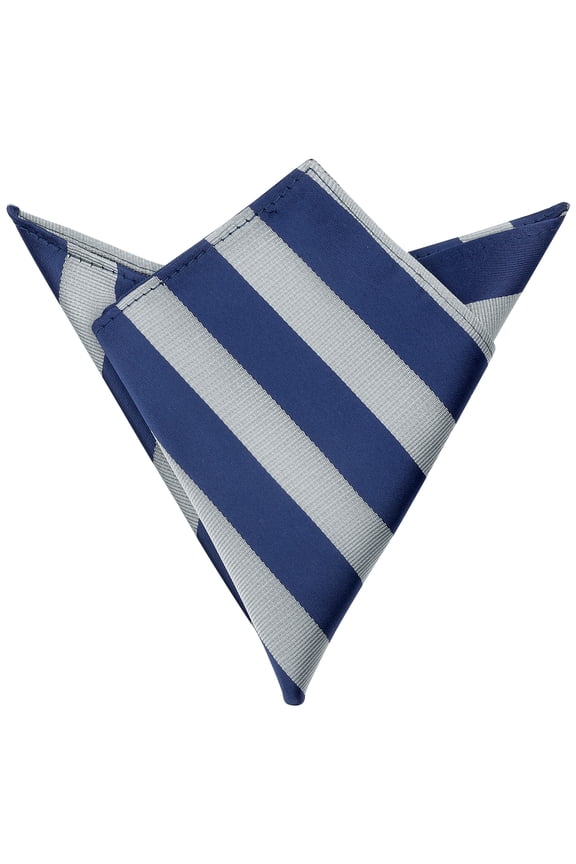 Men's Stripe Pocket Handkerchief Twill Textured Pocket Squares for Suits Formal Blue and Grey One Size