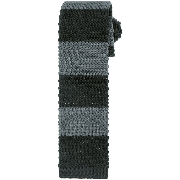 INSPIRE CHIC Men's Stripe Ties Flat Skinny Stripe Knit Neckties for Business Casual Black Dark Grey One Size