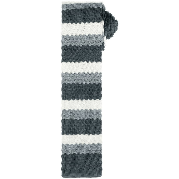INSPIRE CHIC Men's Stripe Ties Flat Skinny Stripe Knit Neckties for Business Casual Black Grey White One Size