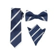 thumbnail image 1 of INSPIRE CHIC Men's Stripes Tie Set Self-Tied Necktie Pre-Tied Bow Ties Pocket Square Sets for Formal Blue Gray Stripe, 1 of 6