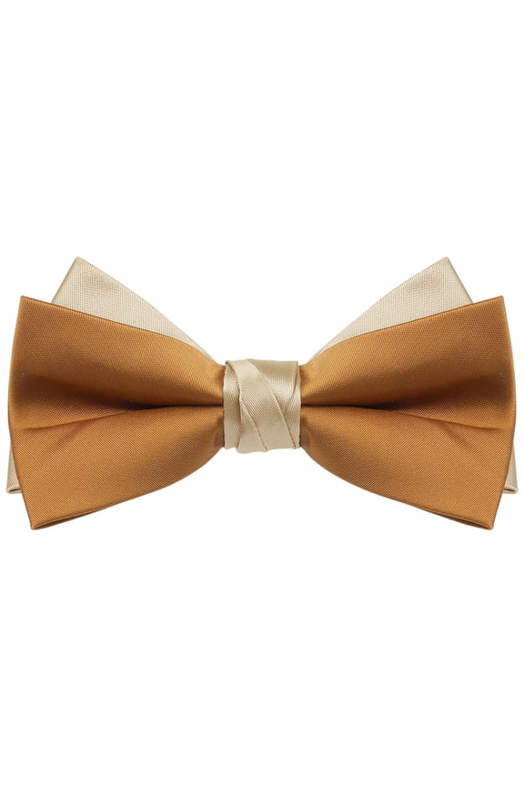 Men's Two-Color Cross Vintage Bow Tie for Banquet Wedding Party and More Orange-Champagne One Size