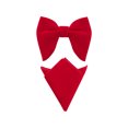thumbnail image 1 of INSPIRE CHIC Men's Velvet Pocket Square Pre-Tied Solid Color Adjustable Bow Tie Sets Red One Size, 1 of 4